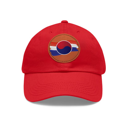 Korea -  Korean Flag Hat with Leather Patch (Round)  - StyleMZ