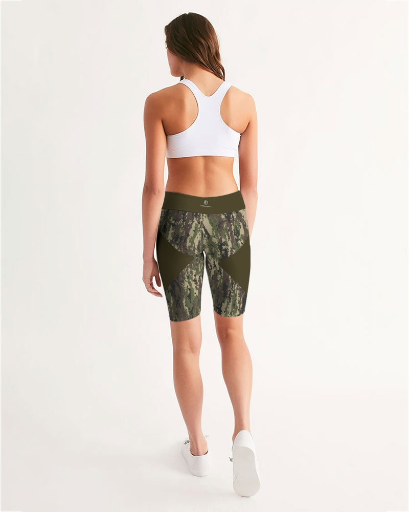 Graphic Camo Women's Mid-Rise Bike Shorts for Cycling Wear