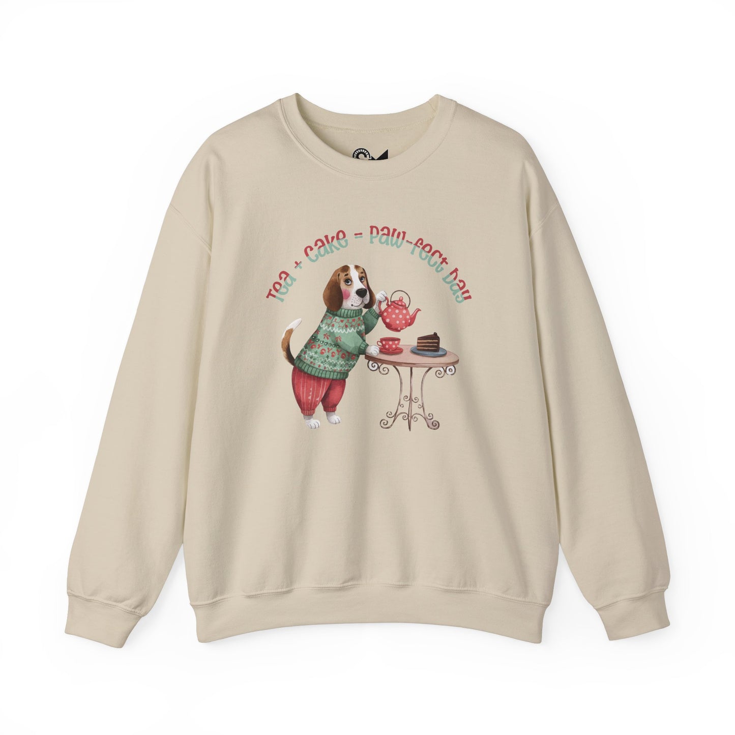 Tea + Cake = Paw-fect Day Unisex Heavy Blend™ Crewneck Sweatshirt - StyleMZ