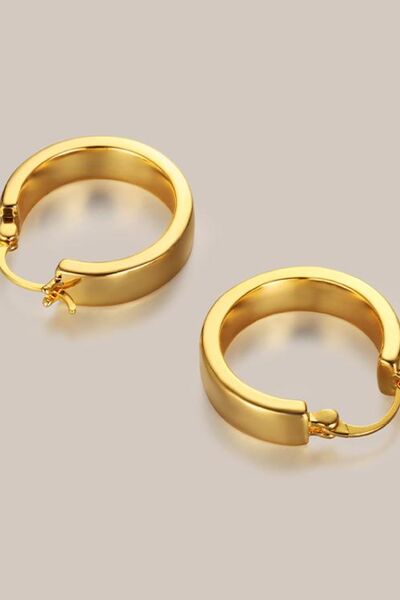 Gold-Plated Huggie Earrings - Elegant Gold-Plated Brass Design - Stylemz