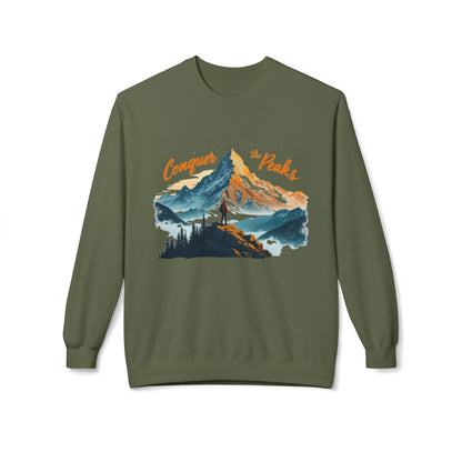 Conquer the peaks Unisex Midweight Softstyle Fleece Crewneck Sweatshirt - StyleMZ