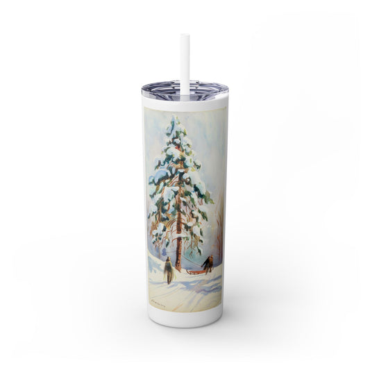 A tall pine tree Skinny Tumbler with Straw, 20oz - StyleMZ