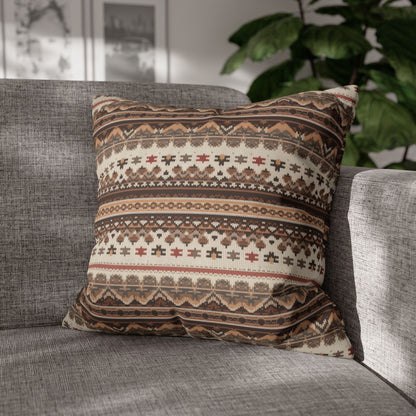 Warm Nordic Knit  Faux Suede Square Pillowcase - StyleMZ