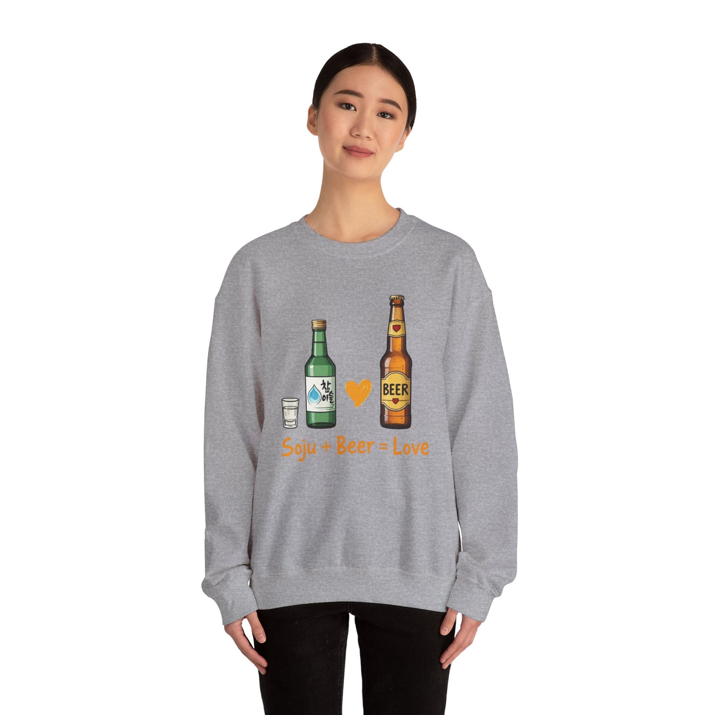 Soju + Beer = Love Unisex Heavy Blend™ Crewneck Sweatshirt - StyleMZ