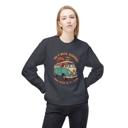 Korea -  On a dark highway Unisex Midweight Softstyle Fleece Crewneck Sweatshirt  - StyleMZ