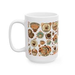 Korea -  Coffee Stickers Ceramic Mug, (11oz, 15oz)  - StyleMZ