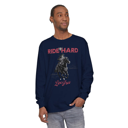 Ride hard Unisex Garment-dyed Long Sleeve T-Shirt - StyleMZ