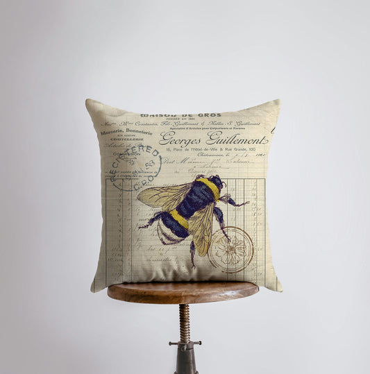 Bee Pillow Cover | Vintage Honey Bee Farmhouse Decor