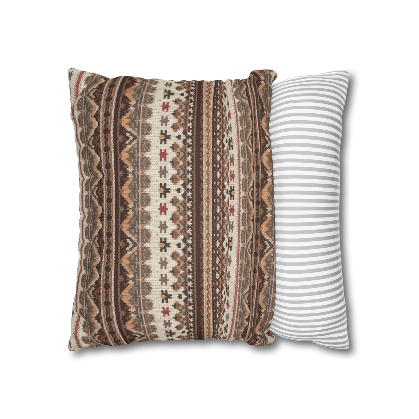 Warm Nordic Knit  Faux Suede Square Pillowcase - StyleMZ