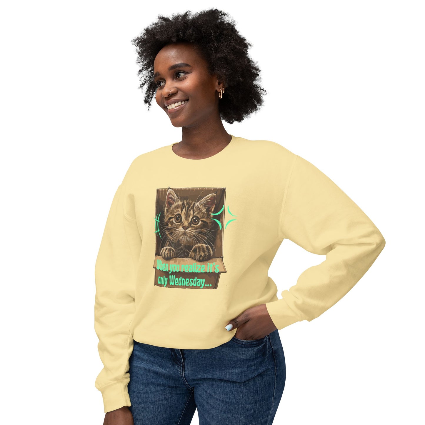 Korea -  When you realize it's only Wednesday! Unisex Lightweight Crewneck Sweatshirt  - StyleMZ