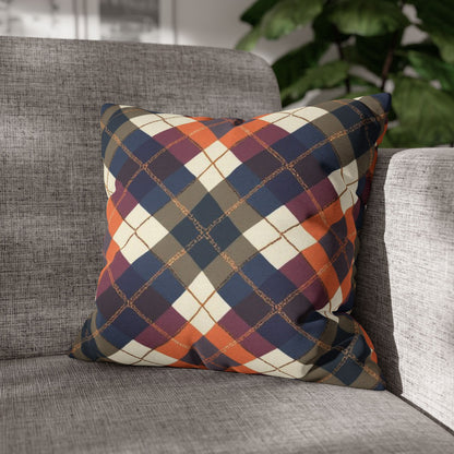 Warm Harvest Argyle Spun Polyester Square Pillowcase - StyleMZ