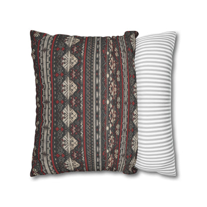 Nordic Knit Pattern Faux Suede Square Pillowcase - StyleMZ