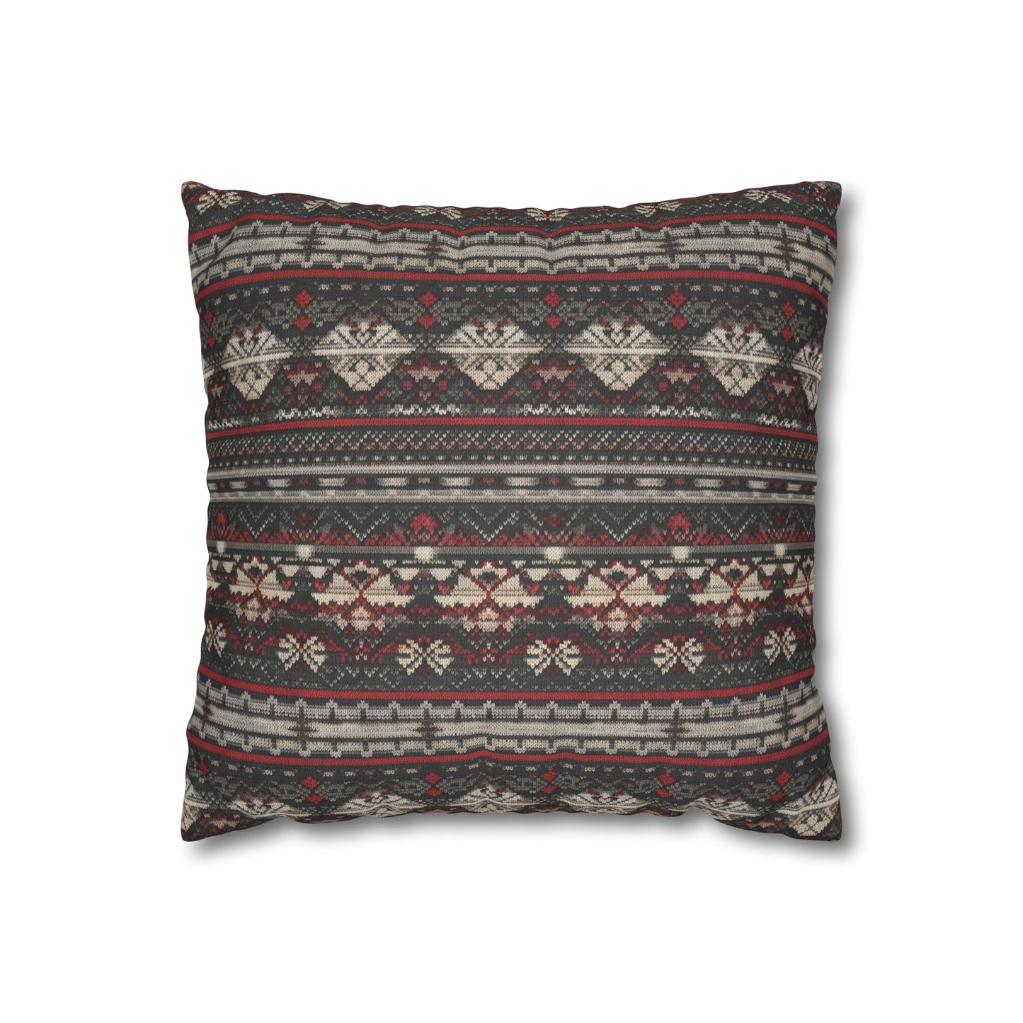 Nordic Knit Pattern Faux Suede Square Pillowcase - StyleMZ