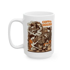 Taza de cerámica de cafetería de Corea (11 oz, 15 oz) - StyleMZ 