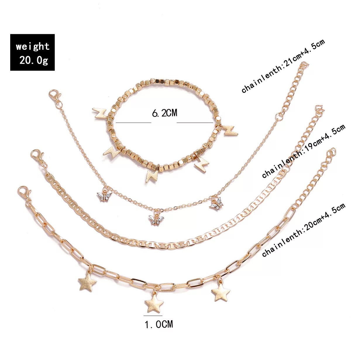 Trendy Player Anklet Set with Adjustable Size for All