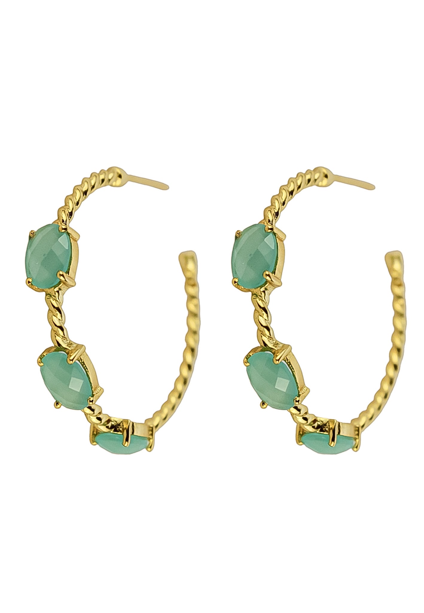 Elegant Doha Earrings with 18K Gold-Plating and Stones