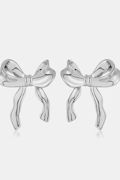 Brass Bow Stud Earrings - Stylemz