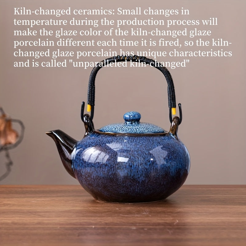 1pc Unique Kiln-Changed Ceramic Teapot 25.36 oz Novelty