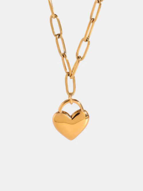 18K Gold-Plated Stainless Steel Heart Pendant Necklace - Stylemz