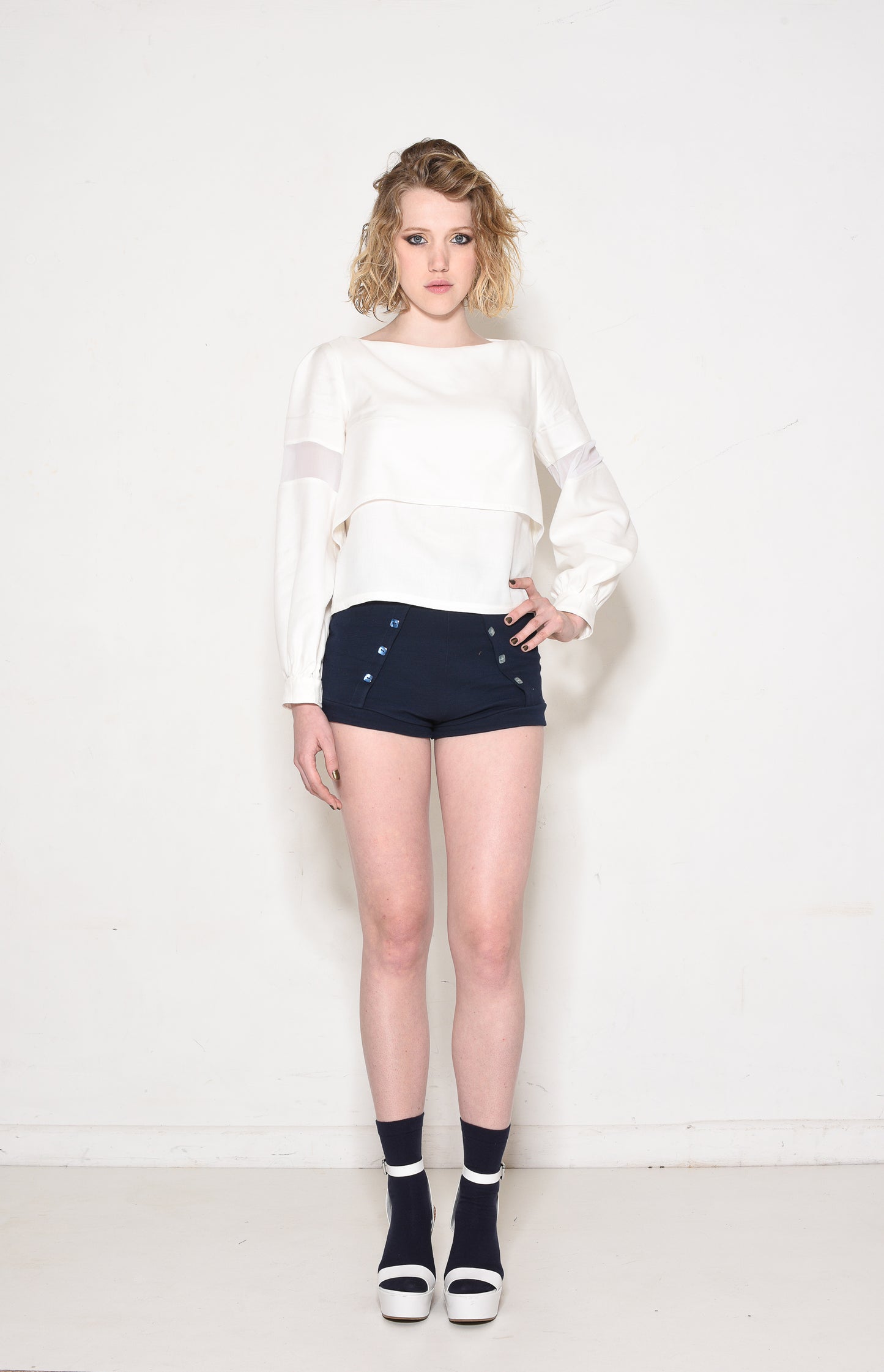 Stylish Panel Shorts with Buttoned Front, Made in Paris