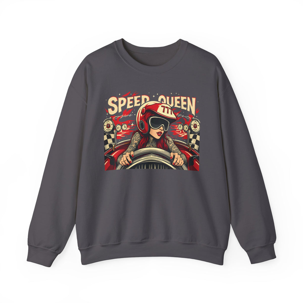 Corea - Sudadera unisex con cuello redondo y mezcla pesada Speed ​​Queen - StyleMZ 