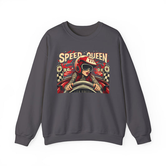 Corea - Sudadera unisex con cuello redondo y mezcla pesada Speed ​​Queen - StyleMZ 