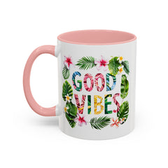 Taza de café con acento de buenas vibraciones de Corea (11 oz y 15 oz) - StyleMZ 