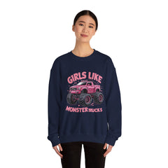 Korea -  Girls like monster trucks Unisex Heavy Blend™ Crewneck Sweatshirt  - StyleMZ