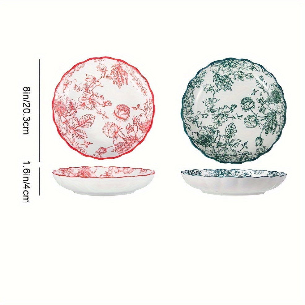 Elegant Rose Floral Salad Plates Set Ideal Gift for Foodies