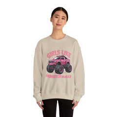 Korea -  Girls like monster trucks Unisex Heavy Blend™ Crewneck Sweatshirt  - StyleMZ