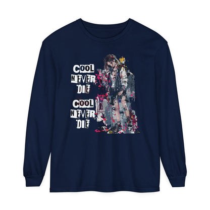 Korea -  Cool never die Garment-dyed Long Sleeve T-Shirt  - StyleMZ