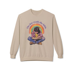 Corea - El niño lee la Biblia Sudadera unisex de cuello redondo de polar suave y de peso medio - StyleMZ 