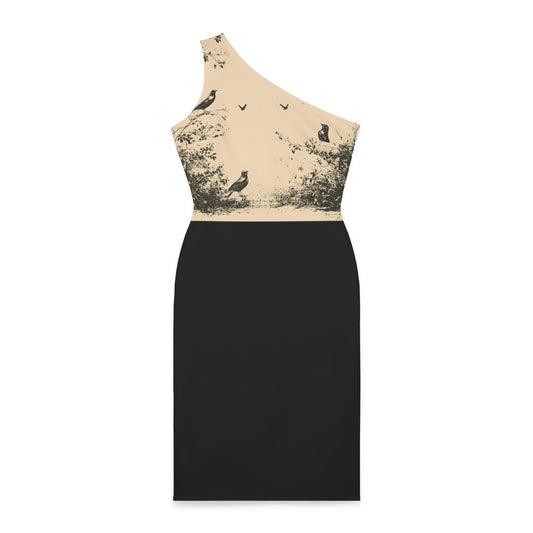 Korea -  Nature's Serenade Shoulder Dress (AOP)  - StyleMZ