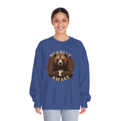 Korea -  Bearly Awake Unisex DryBlend® Crewneck Sweatshirt  - StyleMZ