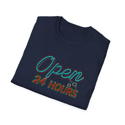 Open 24 Hours Unisex Softstyle T-Shirt - Casual Tee