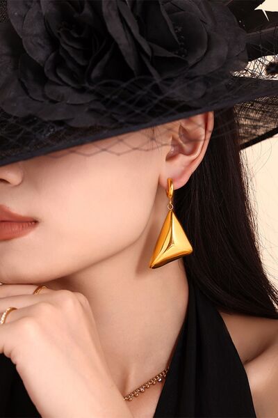 18K Gold-Plated Triangle Dangle Earrings - Stylemz