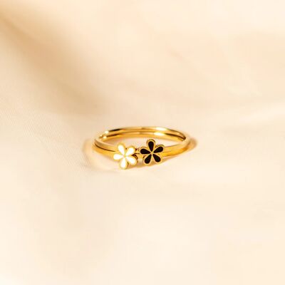 925 Sterling Silver Enamel Flower Ring - Stylemz