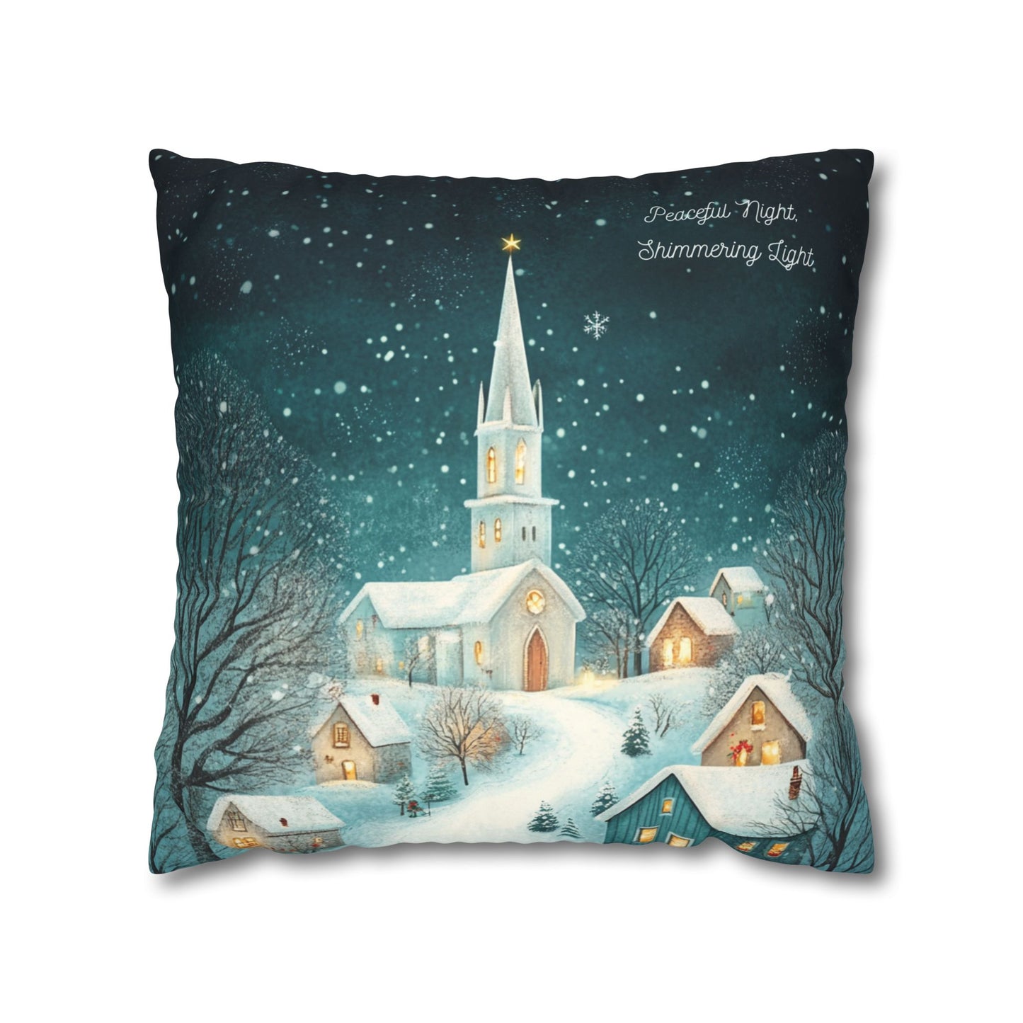 Peaceful night shimmering light Faux Suede Square Pillowcase - StyleMZ