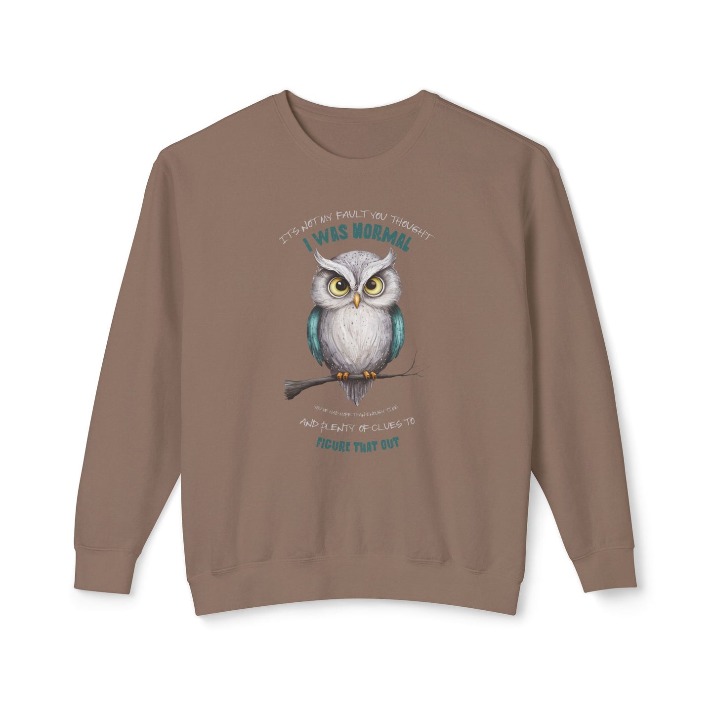 Corea - Sudadera unisex ligera de cuello redondo con mensaje de Quirky Owl - StyleMZ 