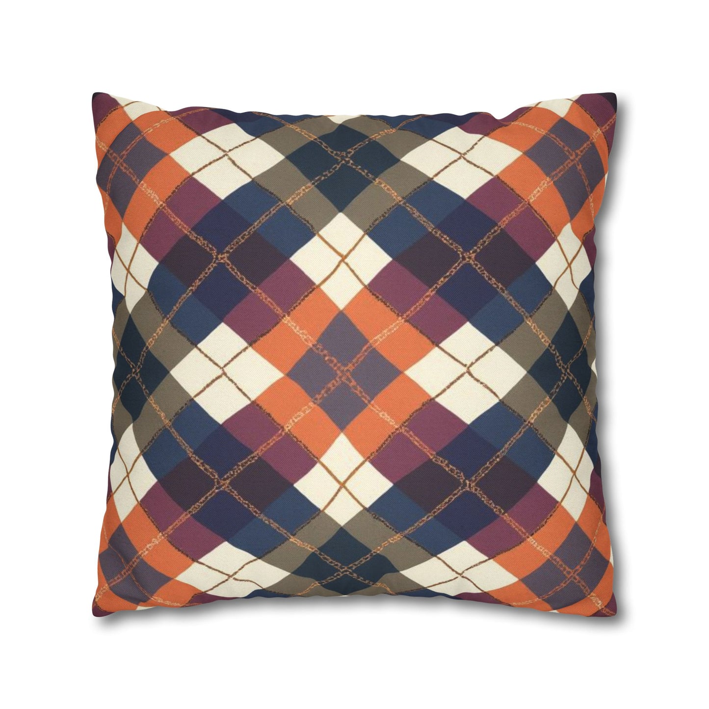 Warm Harvest Argyle Spun Polyester Square Pillowcase - StyleMZ