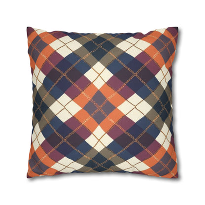 Warm Harvest Argyle Spun Polyester Square Pillowcase - StyleMZ