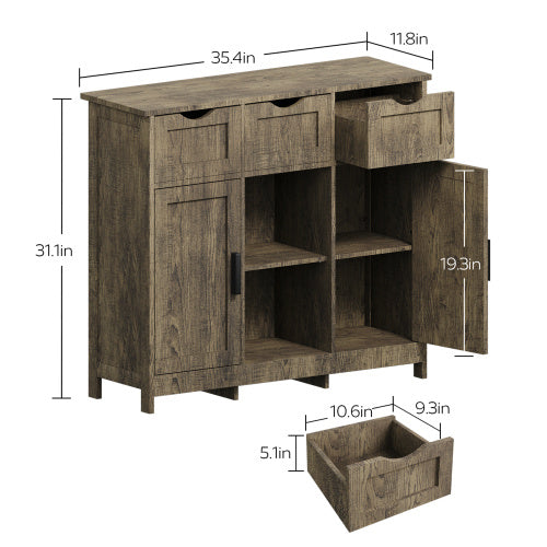 Storage Cabinets Wooden Floor Cabinet with Drawers and Shelves