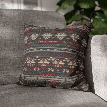 Nordic Knit Pattern Faux Suede Square Pillowcase - StyleMZ