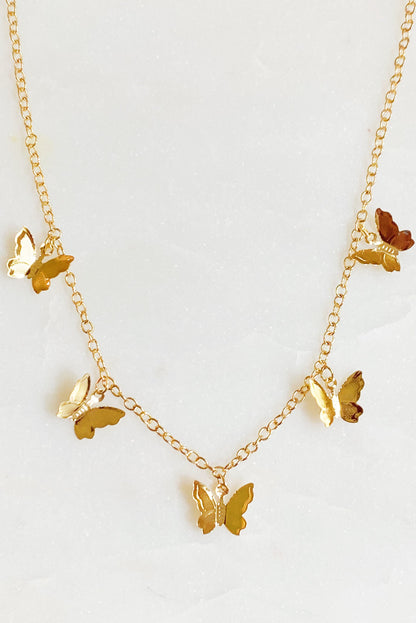 Butterfly Colony Necklace with Dainty Gold Butterflies