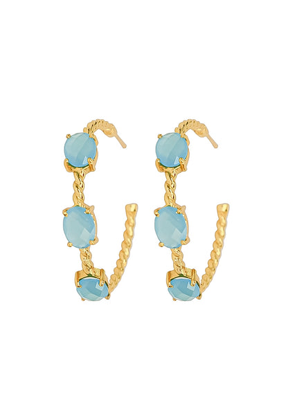 Elegant Doha Earrings with 18K Gold-Plating and Stones