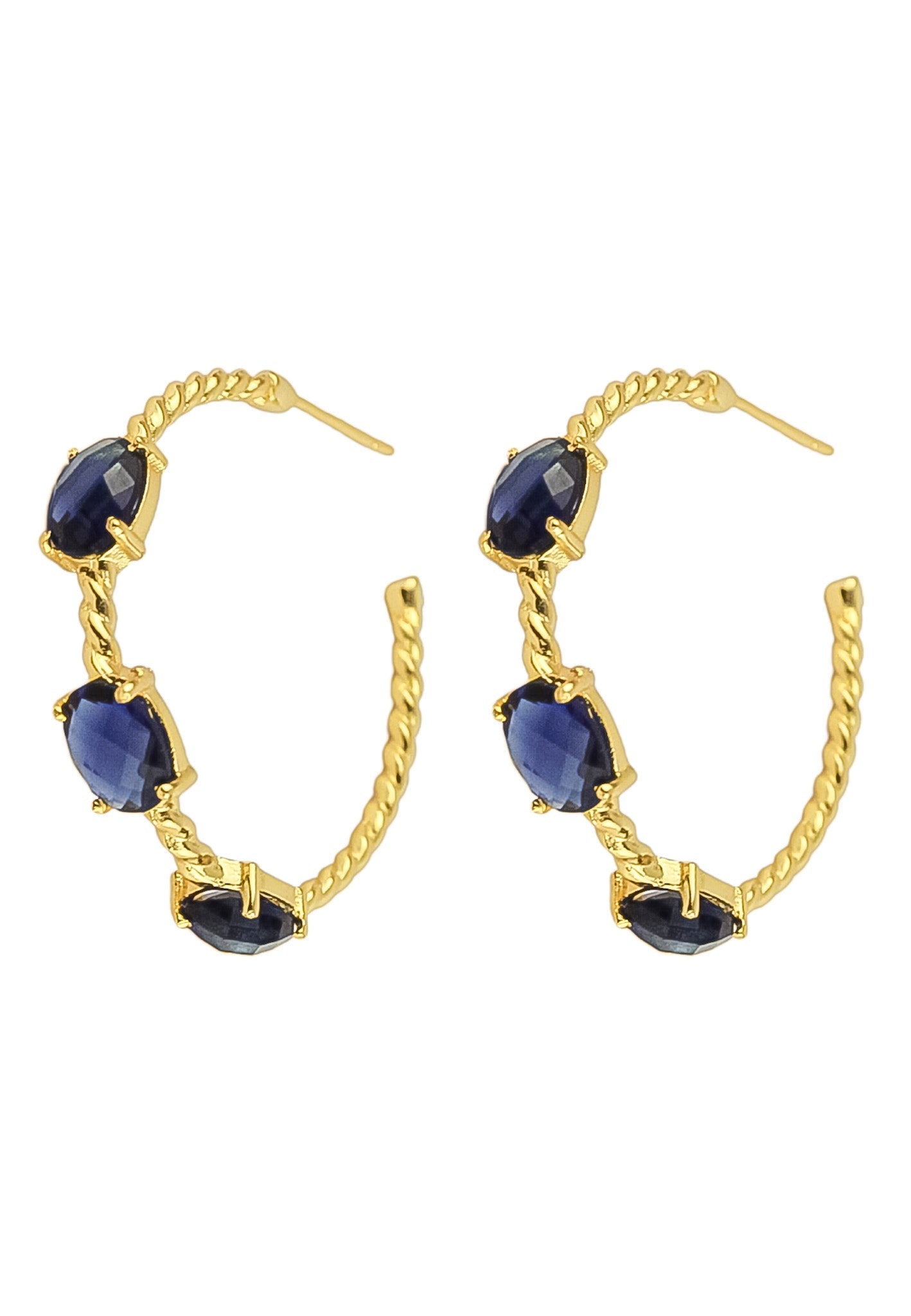 Elegant Doha Earrings with 18K Gold-Plating and Stones