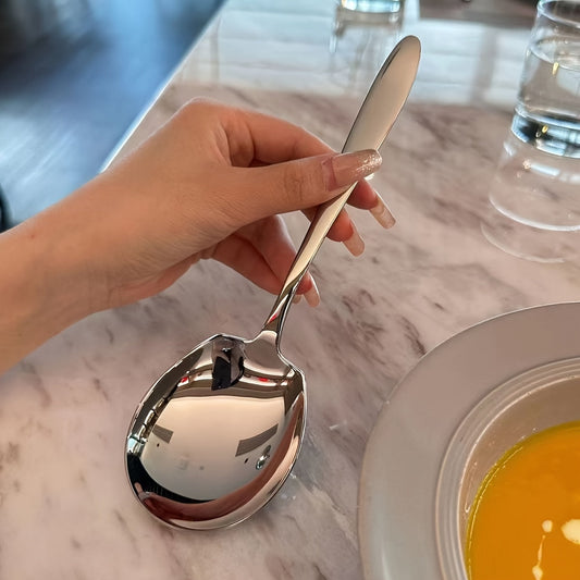 Elegant Polished Finish Stainless Steel Square Serving Spoon