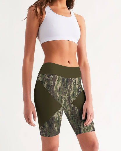 Graphic Camo Women's Mid-Rise Bike Shorts for Cycling Wear