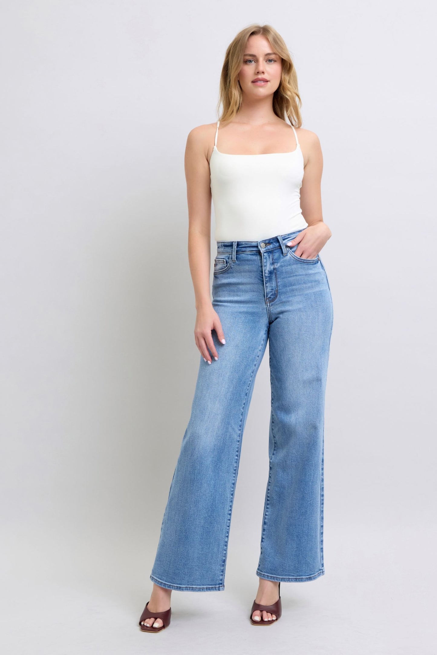 Judy Blue Full Size Wide Leg Jeans with Pockets for Style