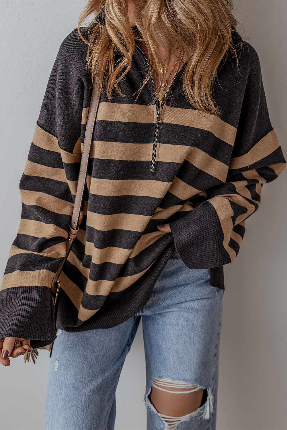 Adeline Stripe Oversized Sweater for Chic Cozy Style